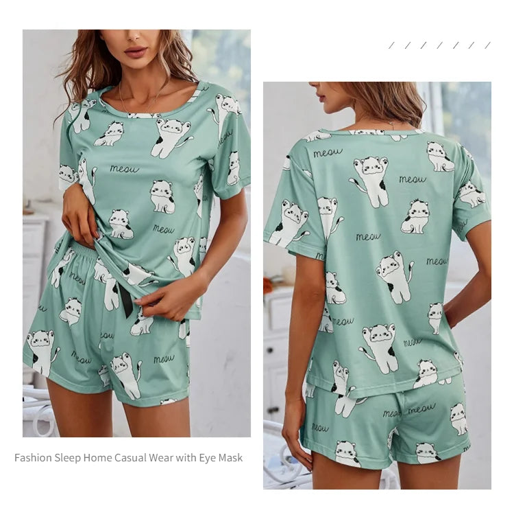Cute printed one set sleepwear