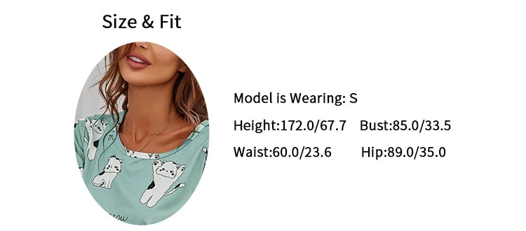 Cute printed one set sleepwear