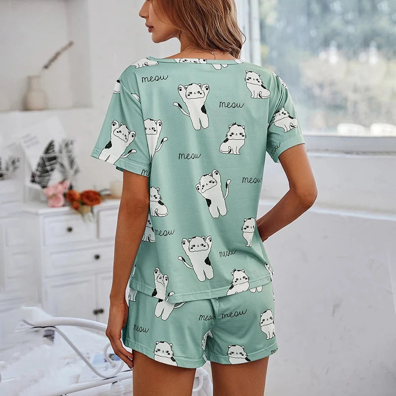 Cute printed one set sleepwear