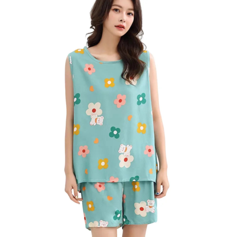 Cute cotton poplin printed Floral sleepwear