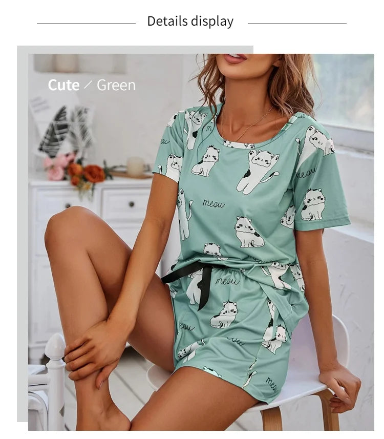 Cute printed one set sleepwear