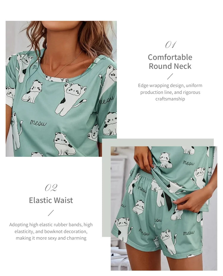 Cute printed one set sleepwear