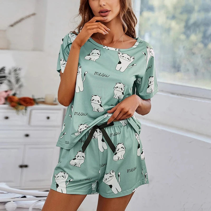 Cute printed one set sleepwear