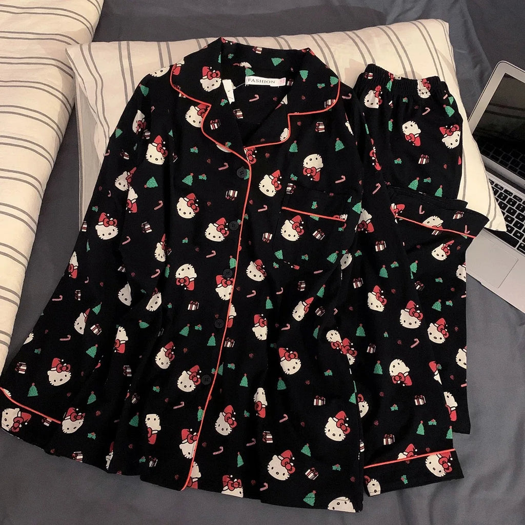 2Pcs Set Christmas Hello Kitty Pyjama